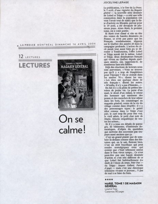 LA PRESSE DIMANCHE 16 AVRIL 2006