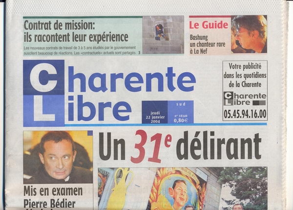 CHARENTE LIBRE 22/1/2004