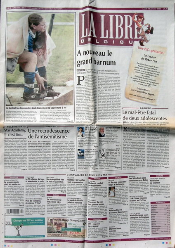 LA LIBRE BELGIQUE DU 14/1/2002